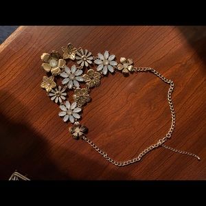 Gold tone Flower Statement Necklace